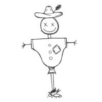 Hand drawn scarecrow. Doodle sketch style. Drawing line simple scarecrow icon. Isolated illustration. vector