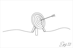 illustration of continuous line of arrow bow on target circle vector