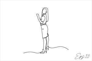 continuous line illustration of woman posing vector