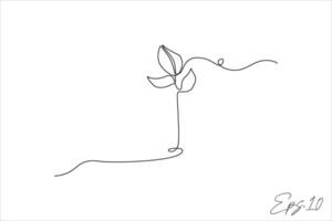 continuous line illustration of sprig of leaves vector