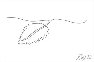 mint leaf continuous line illustration vector