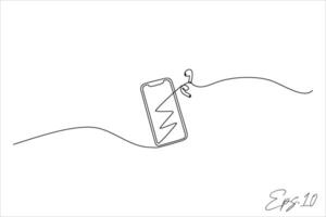 smartphone continuous line illustration vector