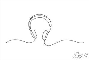 headset continuous line illustration vector