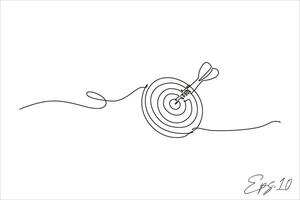illustration of continuous line of arrow bow on target circle vector