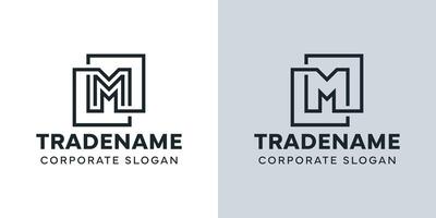 Modern Letter M with Double Square Logo, for business with M initial vector