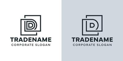 Modern Letter D with Double Square Logo, for business with D initial vector