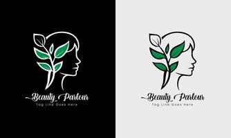 Ladies parlous, girl body massage, hair style, beautiful body fitness icon logo sample template vector