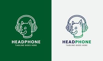 música auricular fuego icono, mascota perro artículo, sonido hablar micrófono altavoz logo icono vector