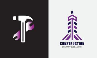 construcción icono, edificio icono, bienes raíces propiedad casa negocio logo concepto vector