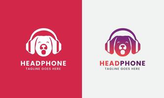 música auricular fuego icono, mascota perro artículo, sonido hablar micrófono altavoz logo icono vector