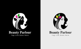 Ladies parlous, girl body massage, hair style, beautiful body fitness icon logo sample template vector