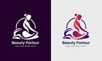 Ladies parlous, girl body massage, hair style, beautiful body fitness icon logo sample template vector