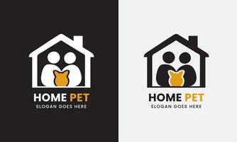 Home pet, dog animal puppy cat icon, cute pet logo design concept sample vector