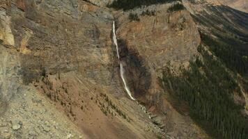 Amazing aerial view of Takakkaw Falls in Yoho National Park video