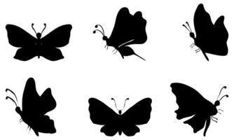 butterfly outline set containing silhouette black and white insects wings vector