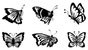 butterfly outline set containing silhouette black and white insects wings vector