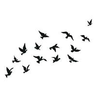 flying birds silhouette set clipart isolated on white background vector