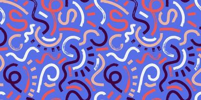 Brush, marker drawn bold doodle lines seamless pattern. Modern print for textile, fabric, wallpaper, wrapping, scrapbook and packaging vector