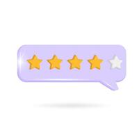 Four star in speech bubble. Quality, customer rating, feedback or achievement concept vector