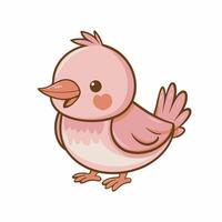 robin bird cute little bird character white background, illustration vector