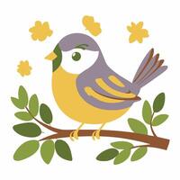 robin bird cute little bird character white background, illustration vector