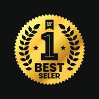 Top No. 1 Best seller badge with rosette logo design. label isolated for icon, insigna, seal, tag, sign, seal, symbol, stamp, sticker, emblem, banner, etc. vector