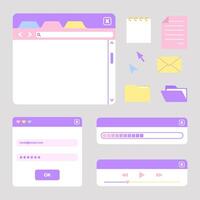 Retro computer interface, Pastel User Interface element vector