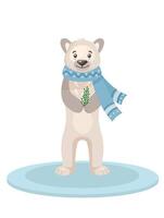 Cute gray bear. Illustration in cartoon style, children's book illustration. For decorations, posters, banners, cards. vector