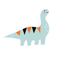 Flat illustration with little dinosaur vector