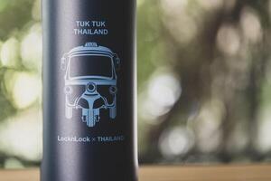 Samut Prakan, Thailand - May 26, 2024 Thermos from LocknLock X Thailand Edition. photo