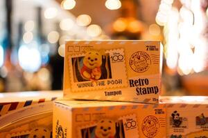 Bangkok, Thailand - May 25, 2024 Box of Disney 100th Anniversary Retro Stamp from MINISO photo