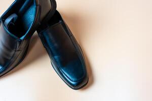 Black leather male shoes photo