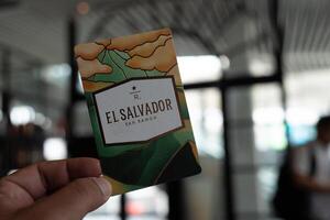 Samut Prakan, Thailand - May 1, 2024 A coffee taster card at the Starbucks Roastery. Coffee beans from El Salvador photo