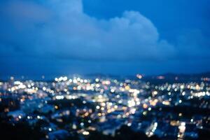 Abstract blur bokeh of night light city background photo