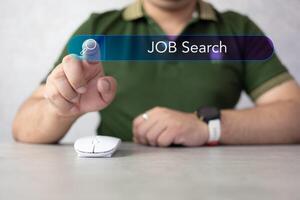 Man touching bar of a searching for a new job. Job search concept. photo