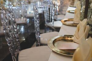 Table setting for an event party or wedding reception photo