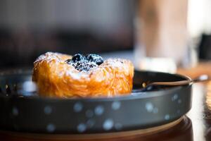 Sweet blueberry danish pastry photo