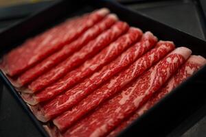 The slices of beef for shabu-shabu photo