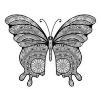 Hand drawn Butterfly illustration in stylish composition. coloring book. vector