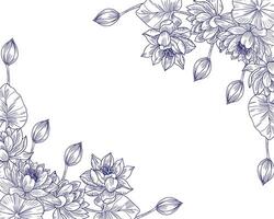 Hand Drawn Water Lily Flower Border vector