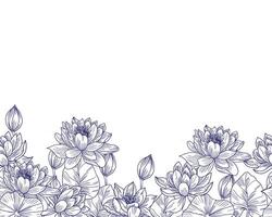 Hand Drawn Water Lily Flower Background vector