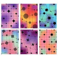 Set of abstract backgrounds. Retro backgrounds with graphic elements. Blurred colored background. vector