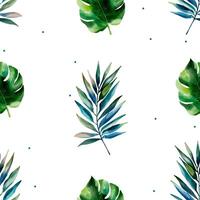 Watercolor pattern with exotic leaves. Seamless botanical pattern. Tropical background. vector