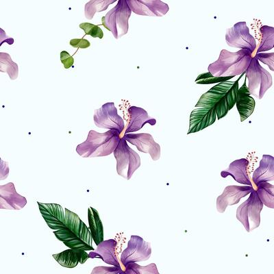 Watercolor flowers background. Summer seamless pattern of orchid. Floral pattern