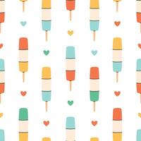 Seamless pattern with ice lolly, fruit ice cream. Summertime, summer dessert vector