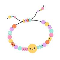 Kids jewelry. Colorful handmade bracelet with plastic beads. Friendship bracelet vector