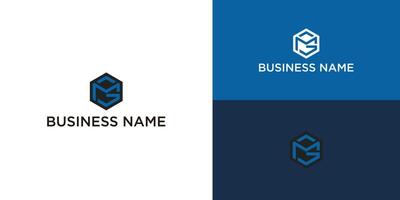 Abstract initial hexagon letter MS or SM logo vector