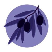 aceituna rama con hojas en púrpura círculo. ilustración vector