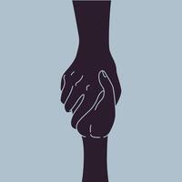 Hand in hand gesture. Hand holding other hand. Couple. illustration vector