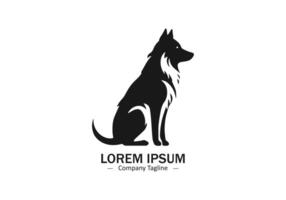 Wolf fox sitting Logo Design icon silhouette isolated vector